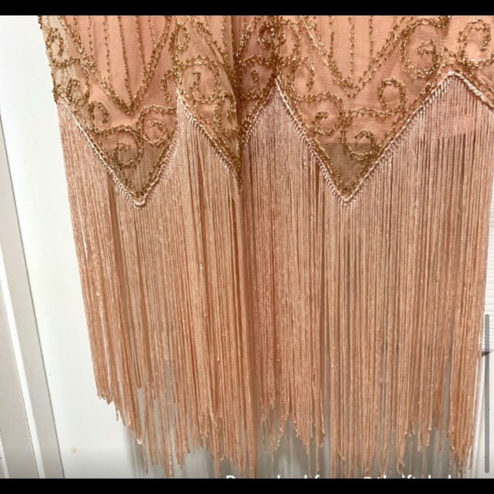 1920s Style Sequined Pink Dress With Tassels Sz M - Picture 5 of 5